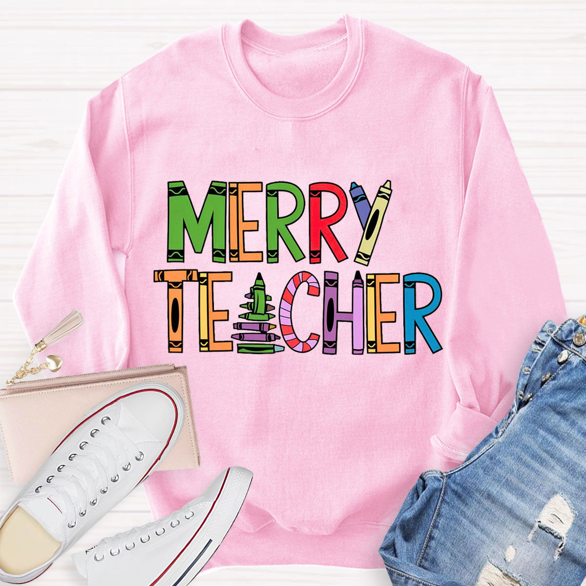 Cute Merry Christmas Teacher Sweatshirt