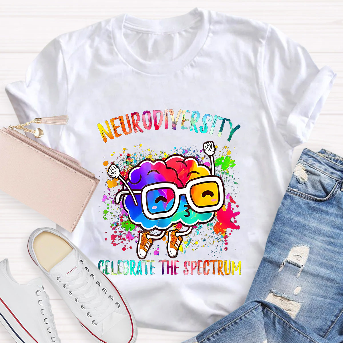 Neurodiversity Celebrate The Spectrum Teacher T-Shirt