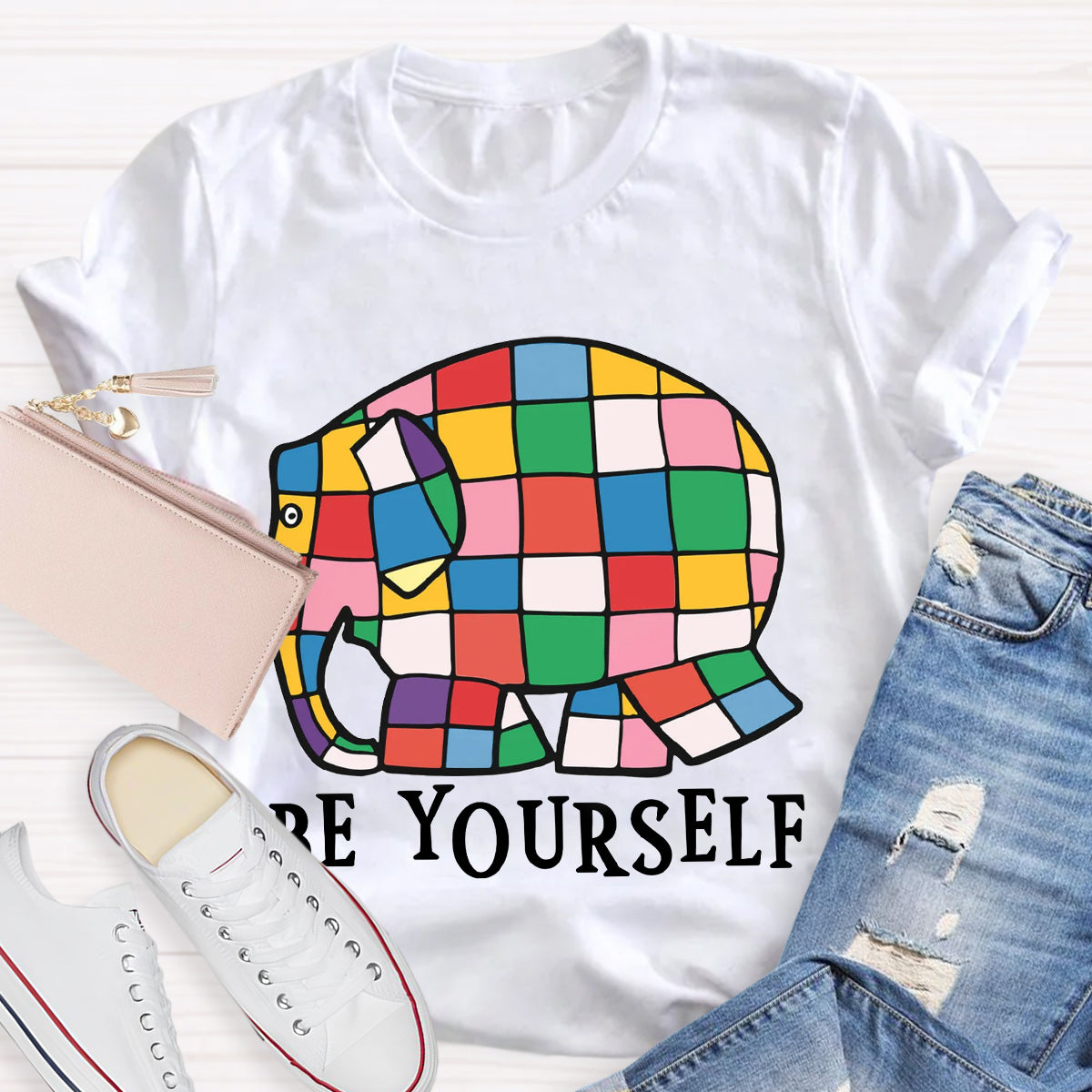 Be Yourself World Book Day Rainbow Elephant T-Shirt