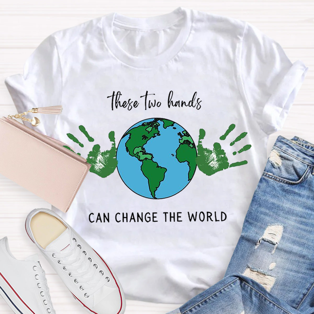 Earth Day Handprint Teacher T-Shirt