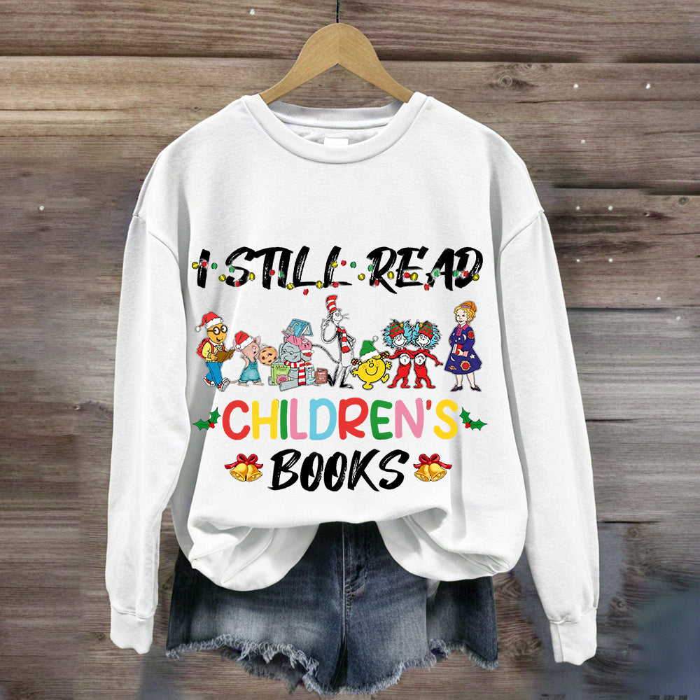 I Still Read Children Books Christmas Light  Sweatshirt