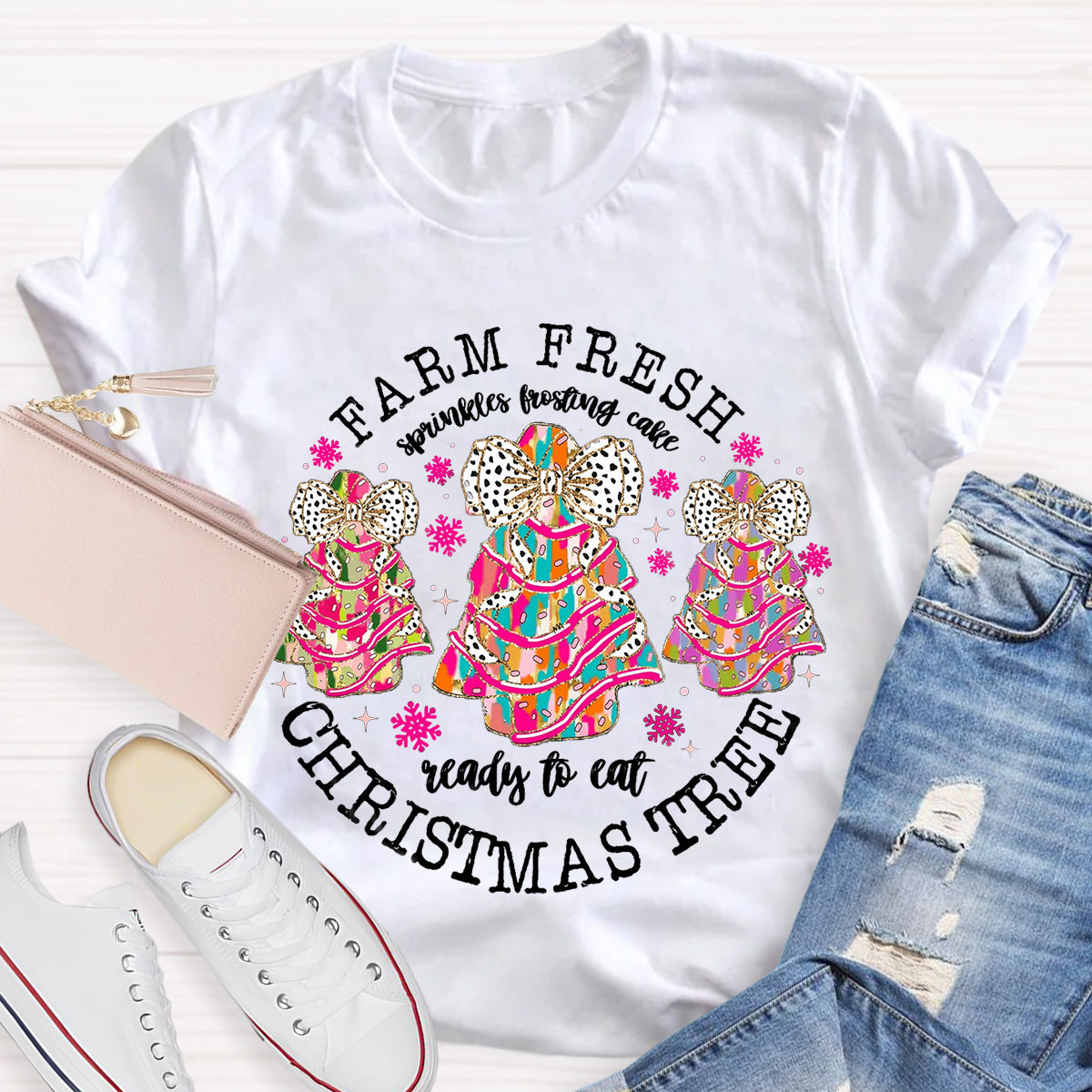 Farm Fresh Christmas Tree Spirals Frosting Cake Ready To Eat T-Shirt