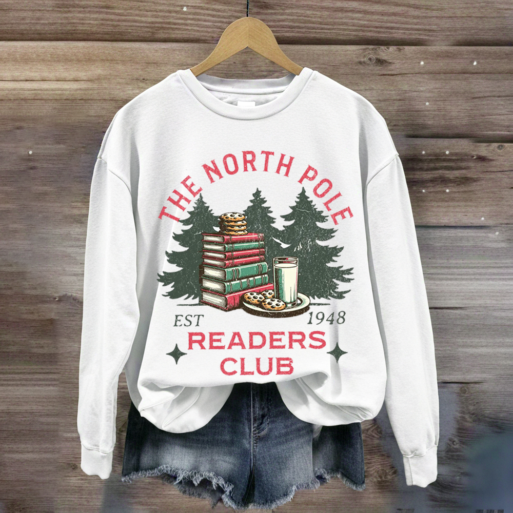 North Pole Book Club Santa Book Lover Sweatshirt