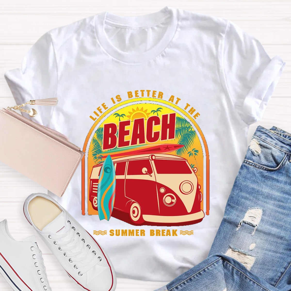 Life Is Better At The Beach Teacher T-Shirt