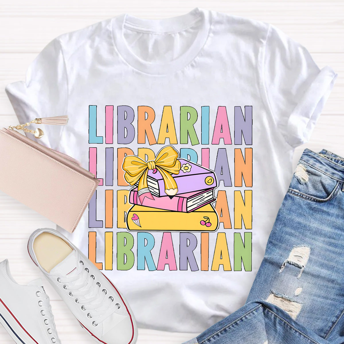 School Librarian With Books T-Shirt