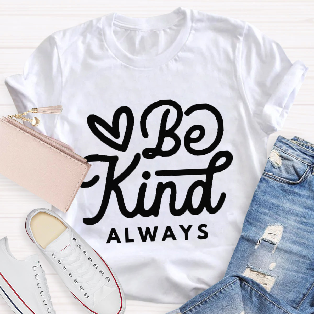 Be Kind Always Heart Printed T-Shirt