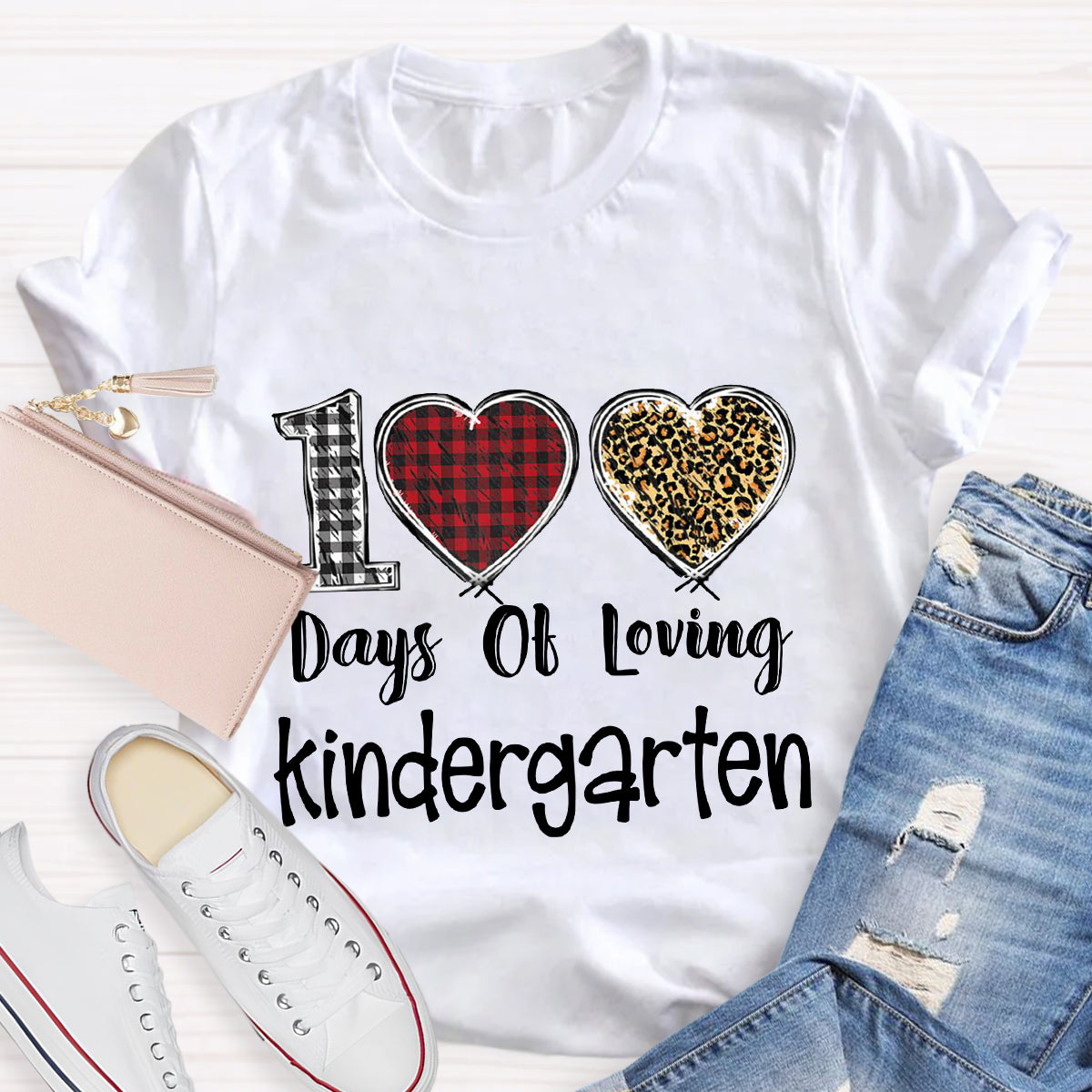 Personalized Grade 100 Days Of Loving Kindergarten Teacher T-Shirt