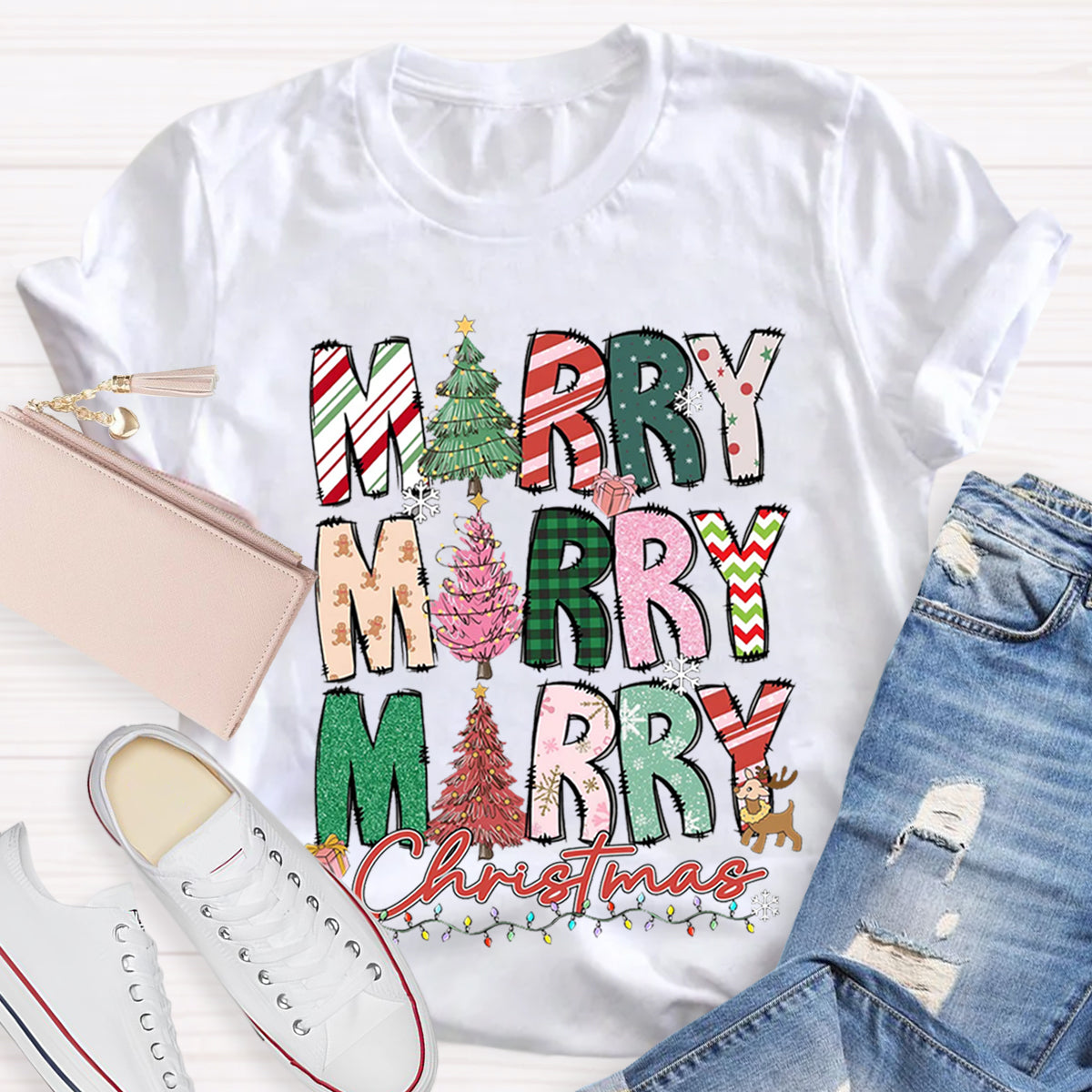 Merry And Bright Teacher T-Shirt