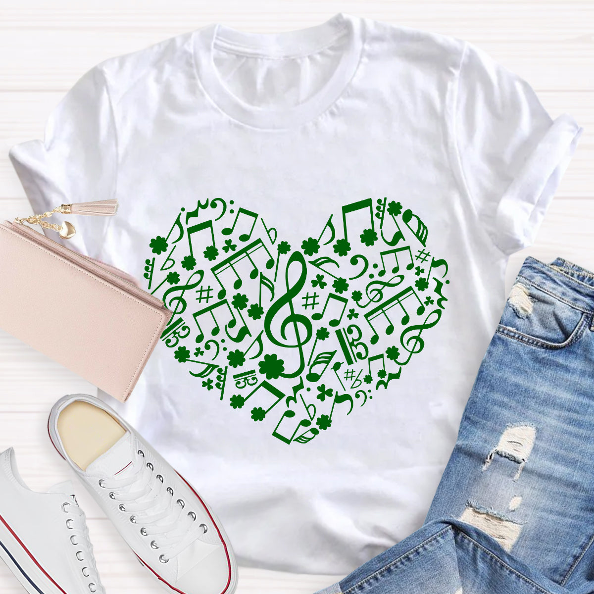 Love Music Notes Shamrock T-Shirt