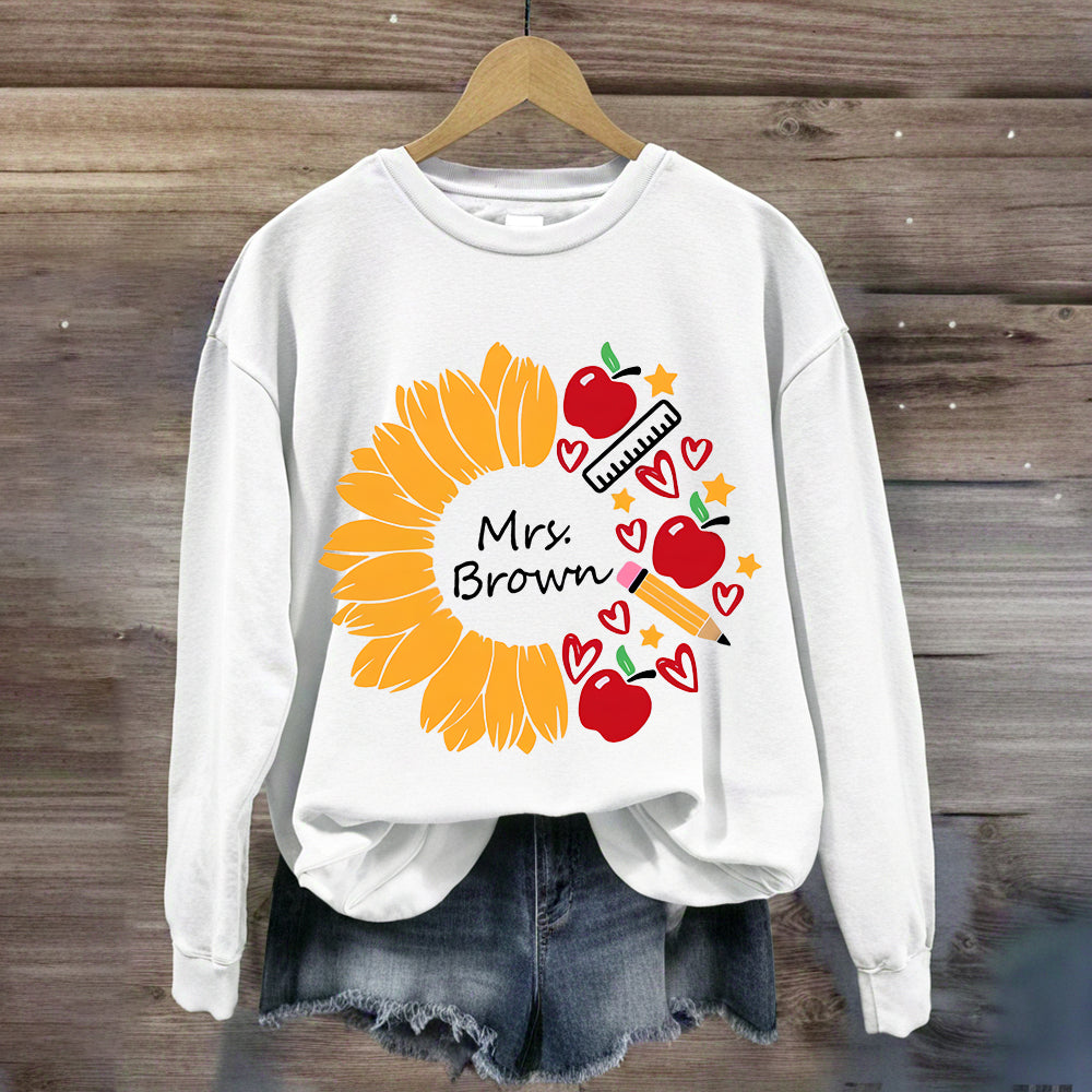 Personalized Name Sunflower Teacher Life Sweatshirt