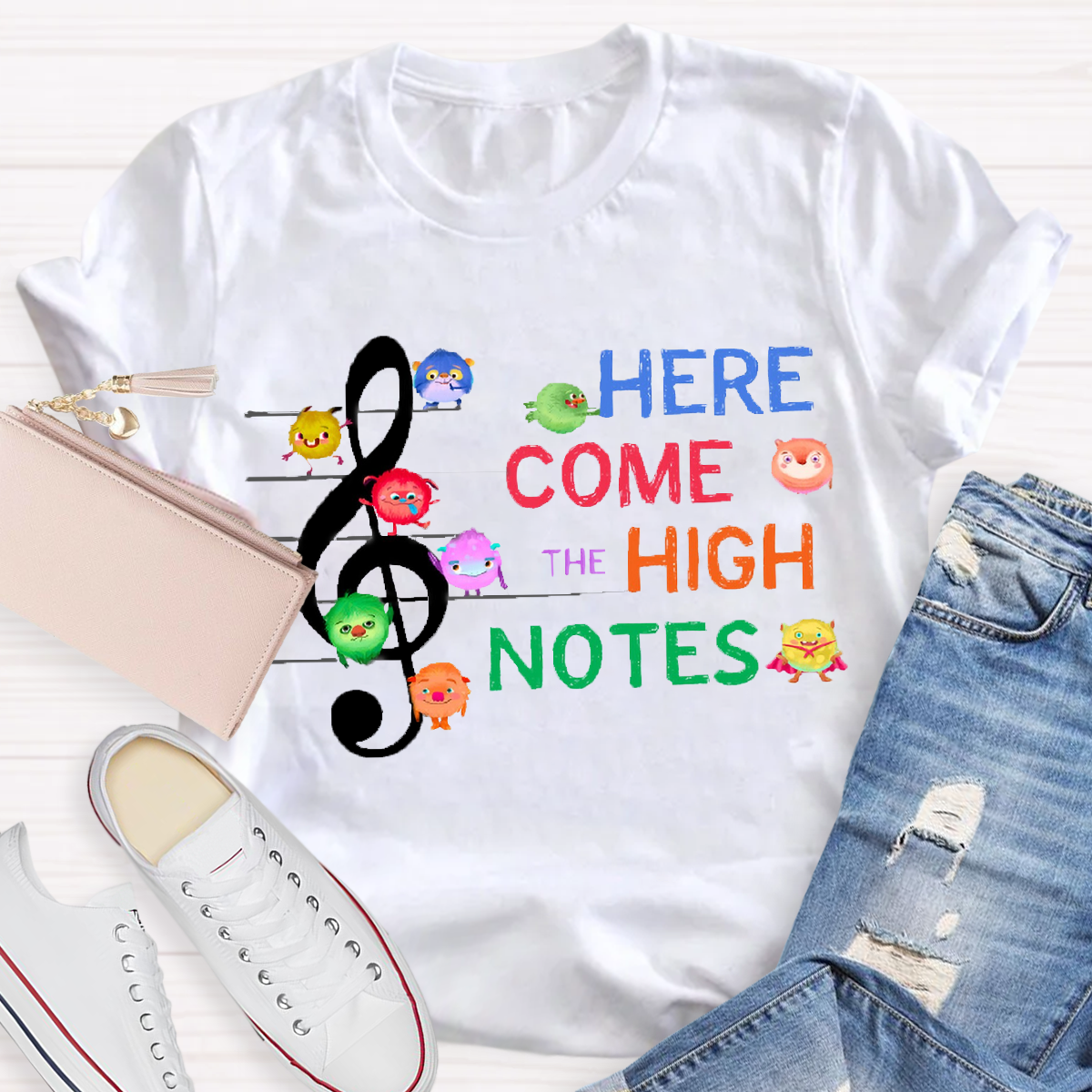 Here Come The High Notes Music Teacher T-Shirt