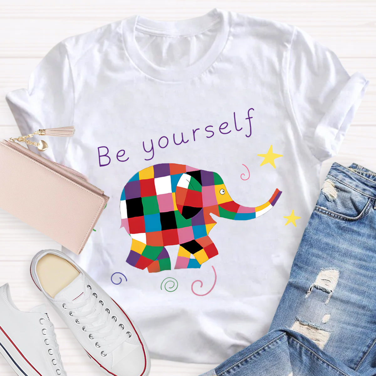 Be Yourself Rainbow Elephant T-Shirt