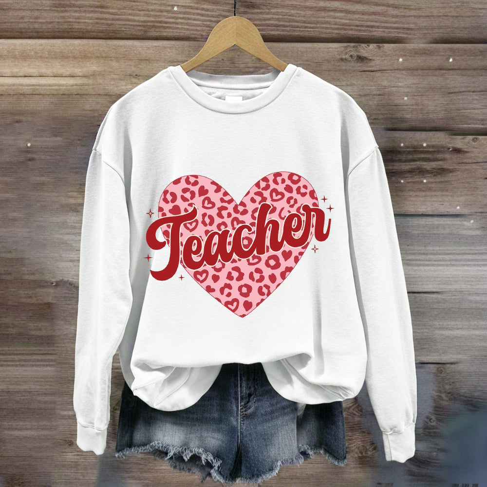 Checkered Heart Teacher Sweatshirt