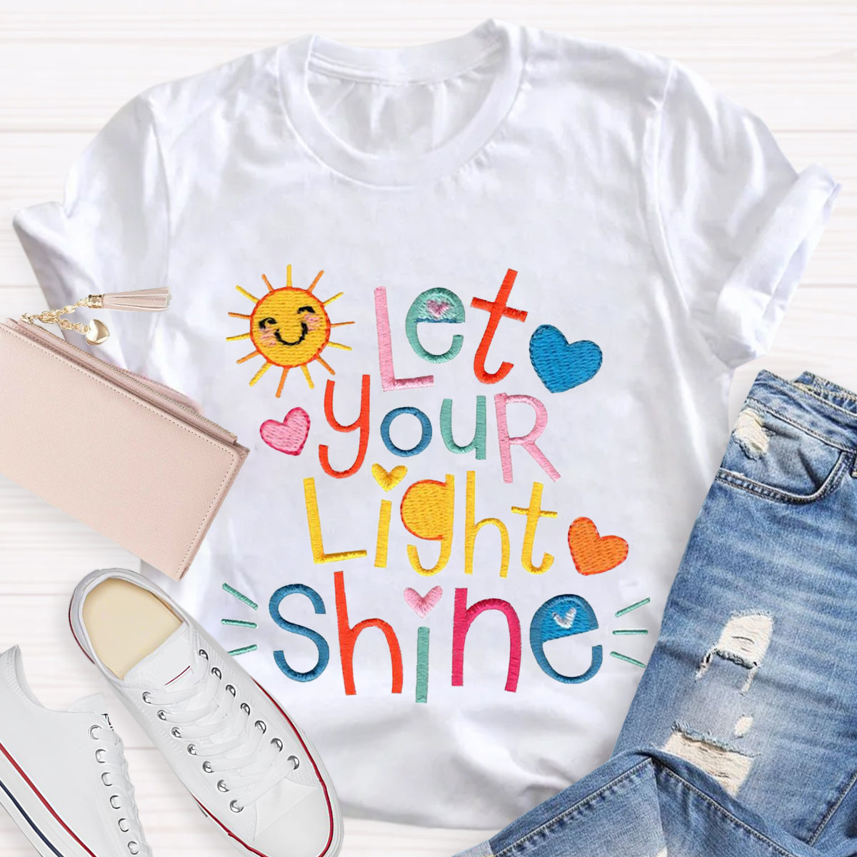 Let Your Light Shine Positive Teacher T-Shirt