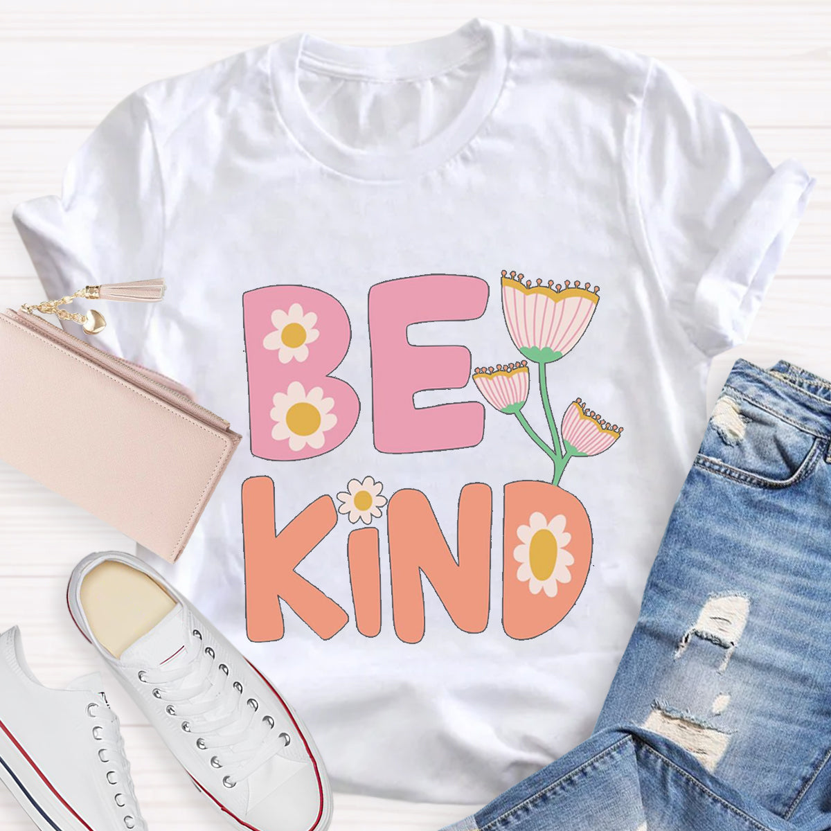 Be Kind Flower Teacher T-Shirt