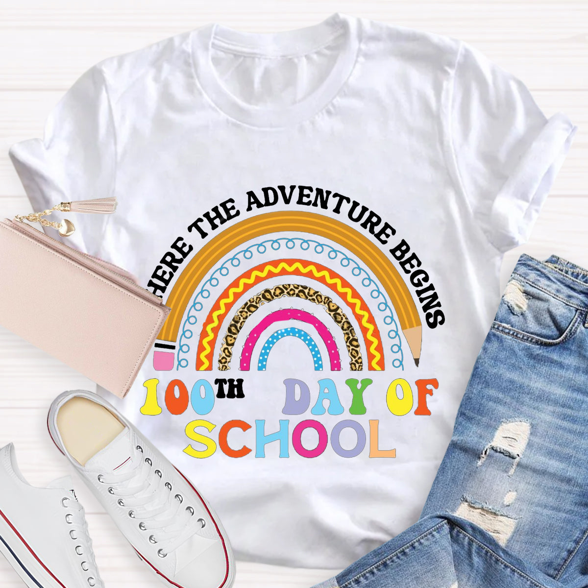 Where The Adventure Beginning 100th Day Of School T-Shirt