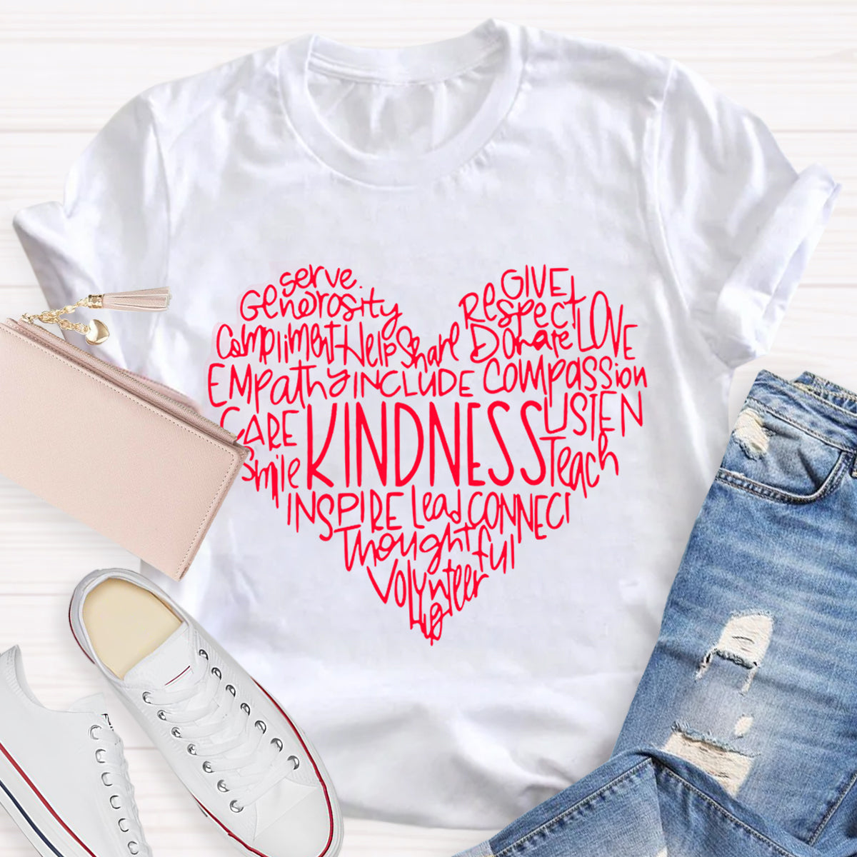 Kindness Teach Smile Teacher T-Shirt