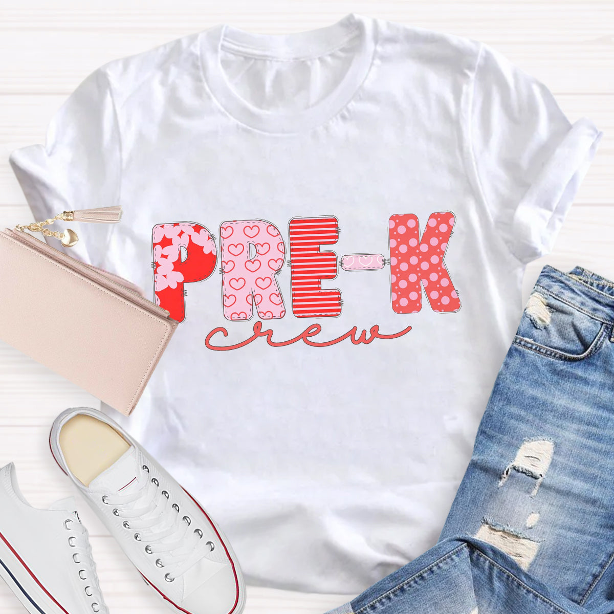 Valentine's Pre-K Crew Teacher T-Shirt