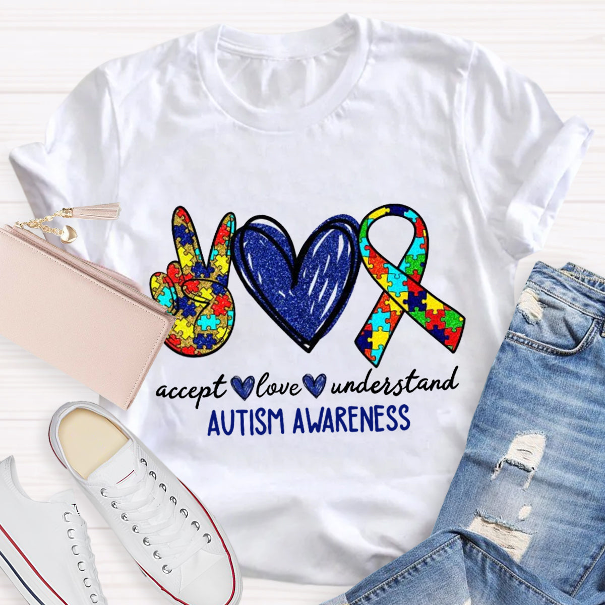 Teach Accept Understand Love Autism Awareness Teacher T-Shirt