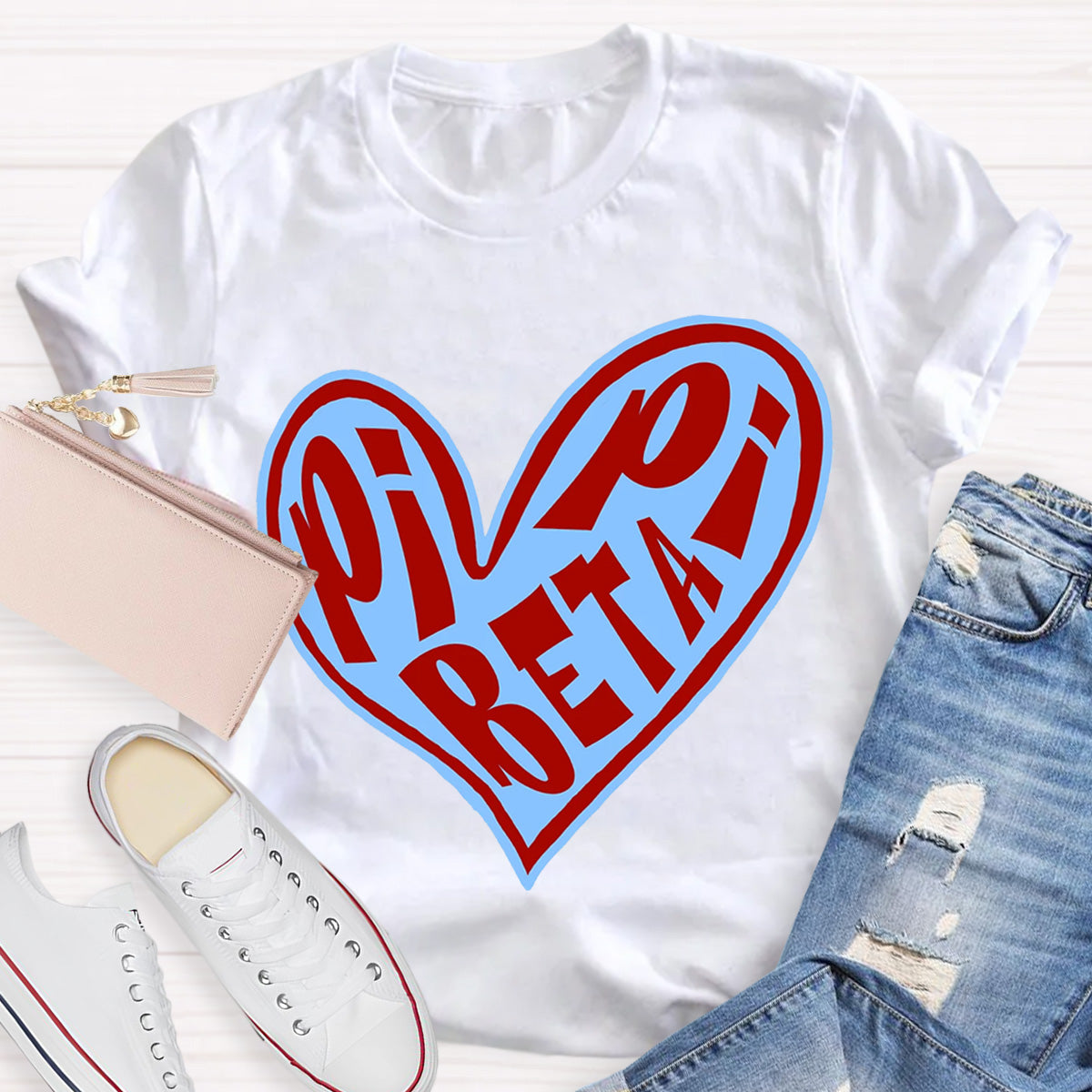 Pi Beta Pi Funky Heart Teacher T-Shirt