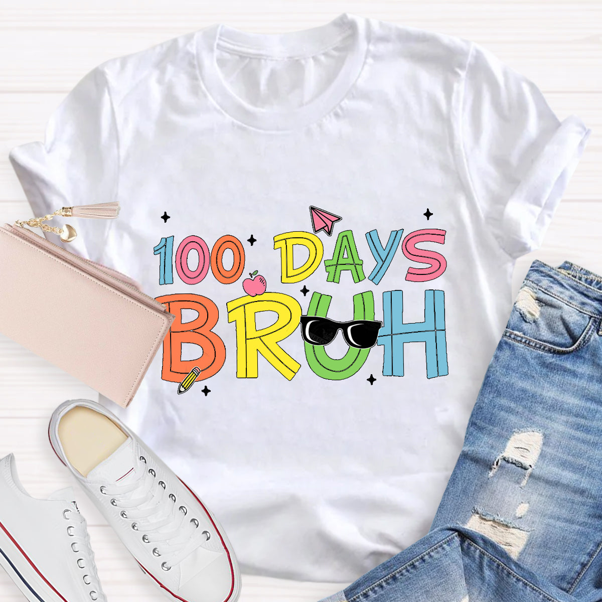 100 Days Bruh Teacher T-Shirt