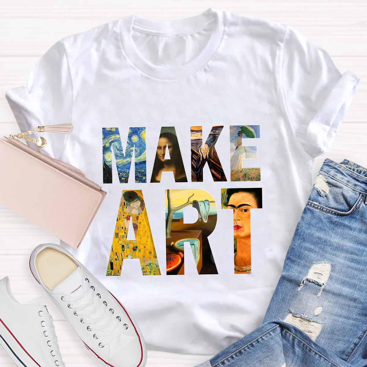 Make Art Printed Teacher T-Shirt