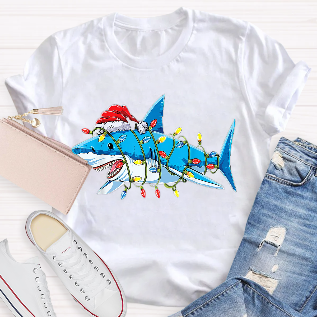 Christmas Shark Lights T-Shirt