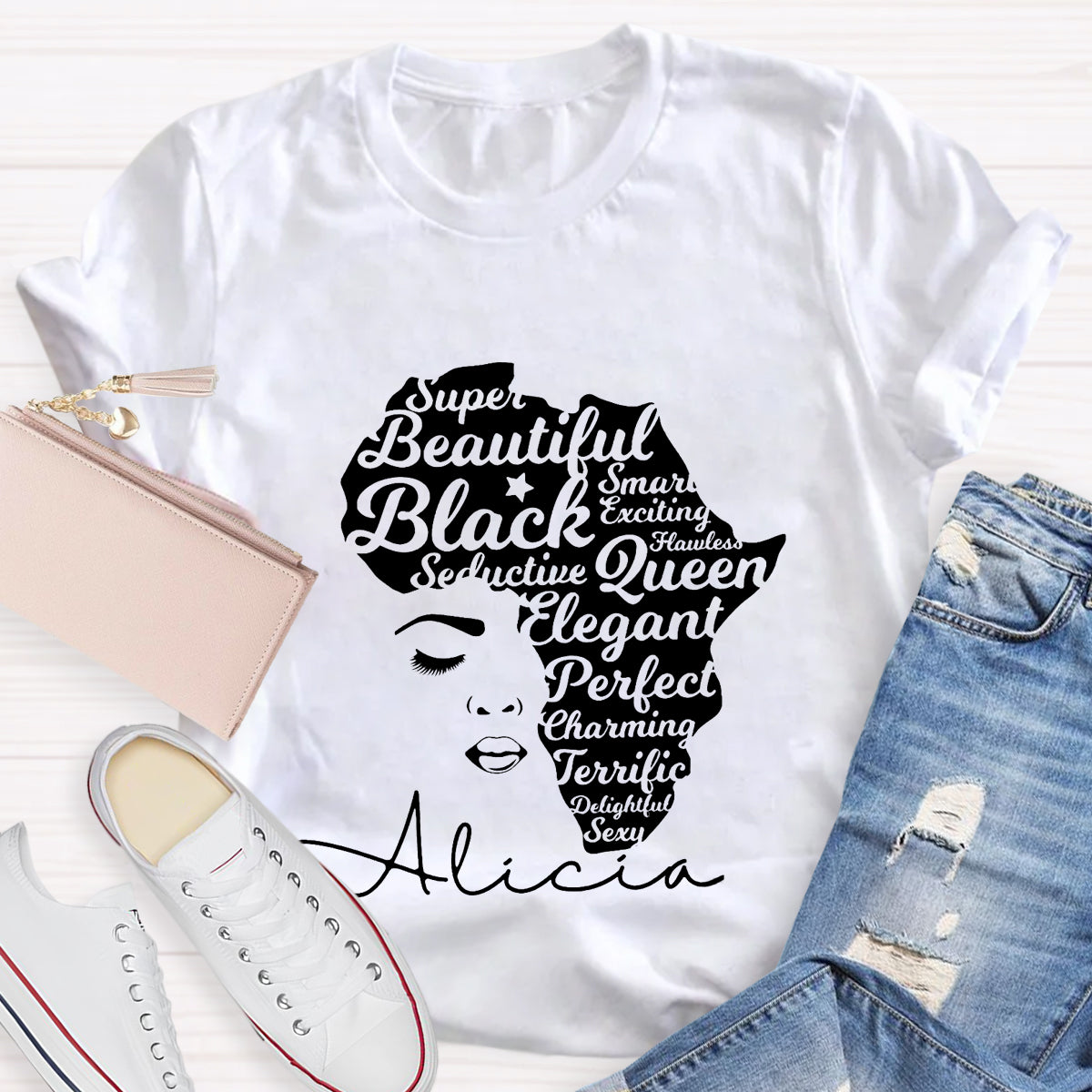 Personalized Name Beautiful Queen T-Shirt