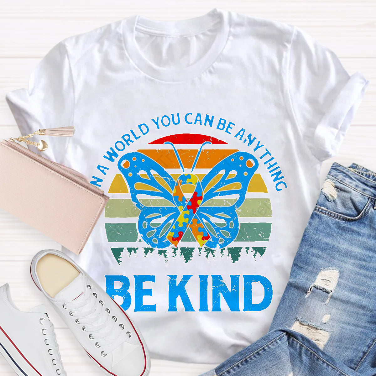 In A Word You Can Be Anything Be Kind Teacher T-Shirt