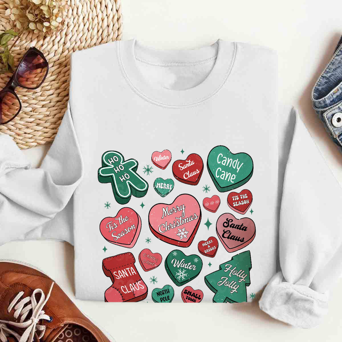 Candy Hearts Christmas T-Shirt