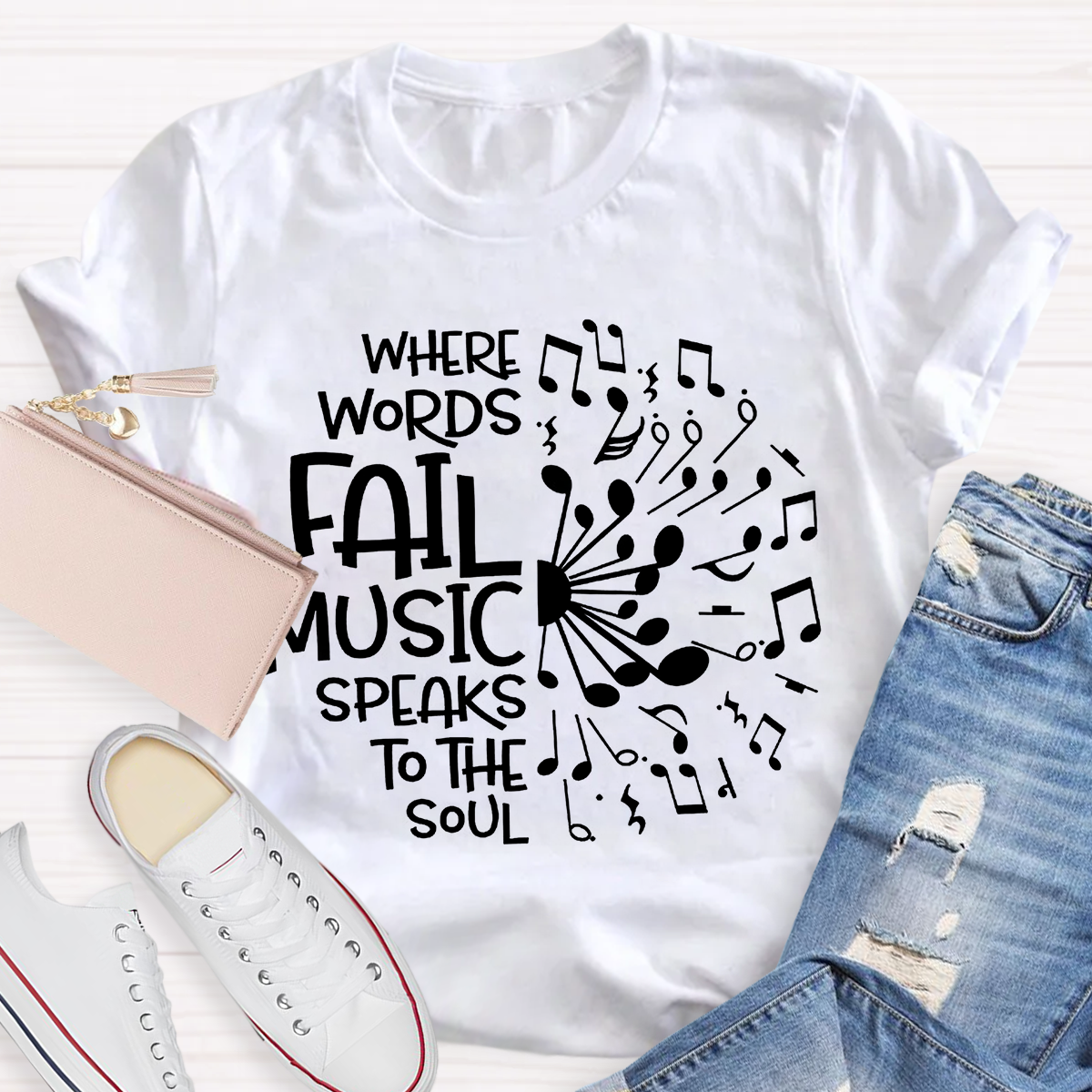 Where Words Fail Music Speaks To The Soul Teacher T-Shirt