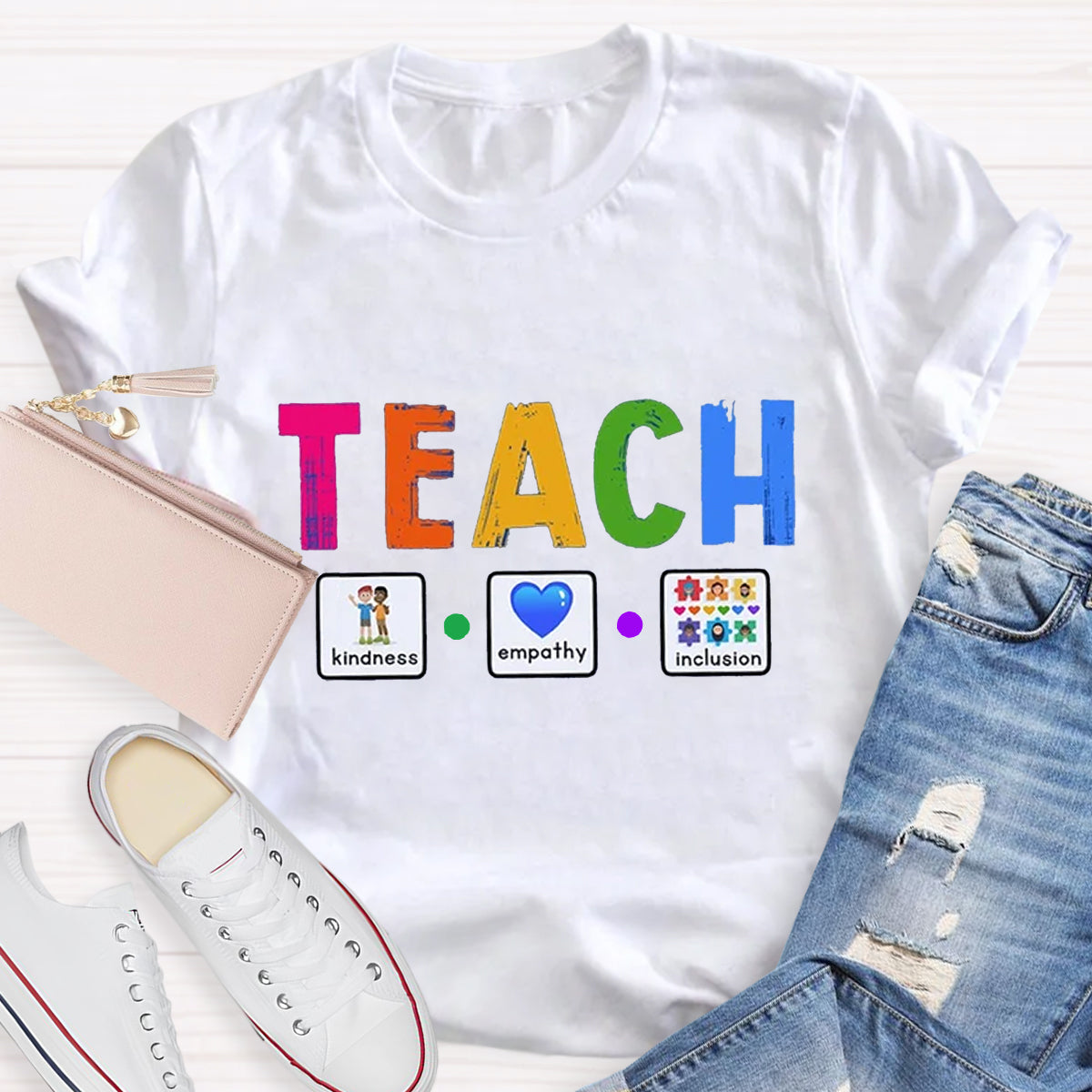 Teach Kindness Empathy Inclusion Teacher T-Shirt
