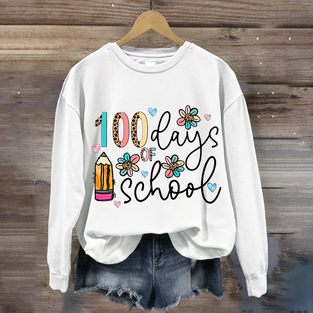 100 Days Of School Pencil Leopard Sweatshirt