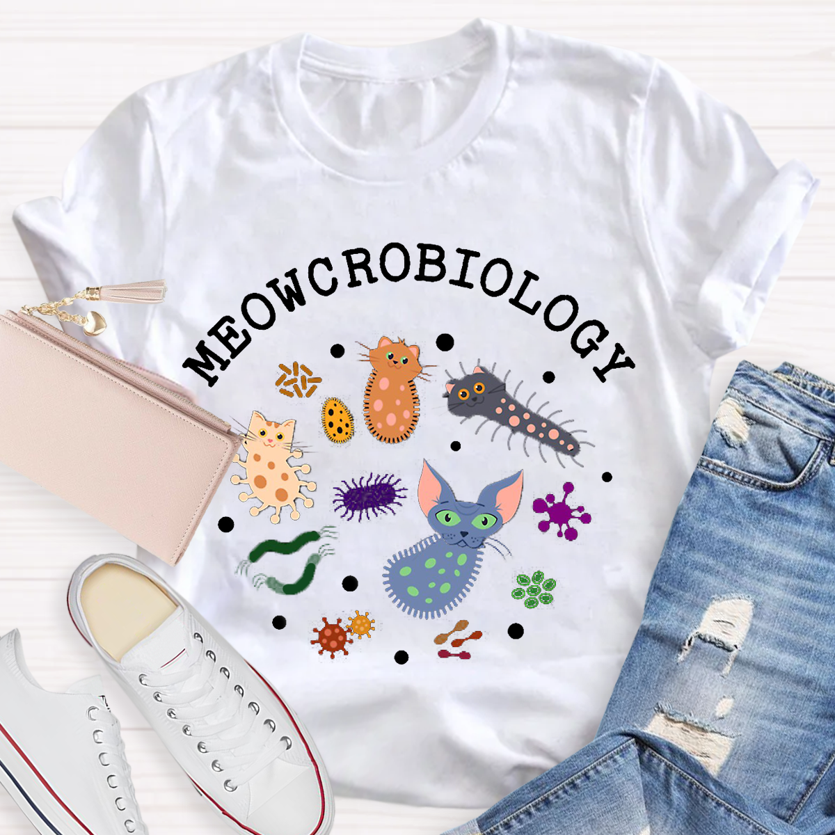 Meowcrobiology Teacher T-Shirt