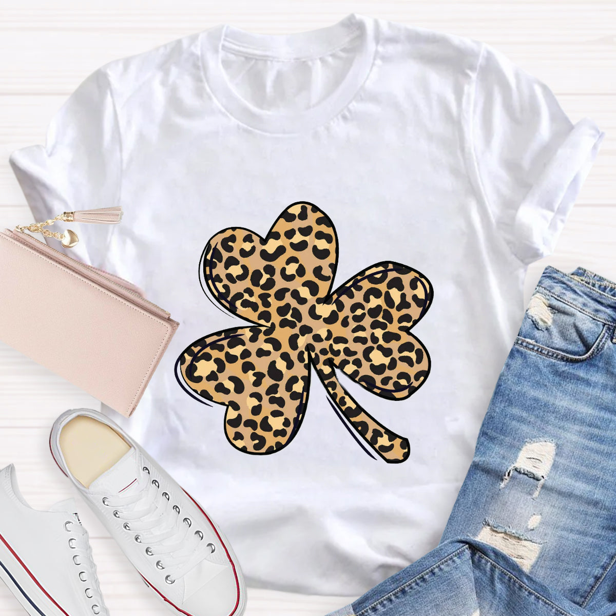 St. Patrick's Day Leopard Print Shamrock T-Shirt