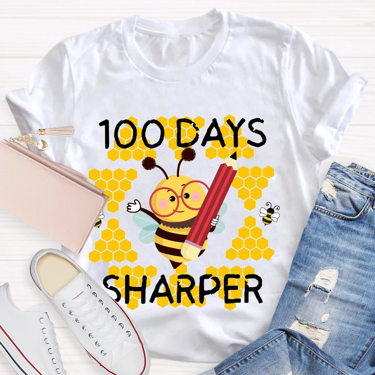 100 Days Sharper Funny Bee  T-Shirt