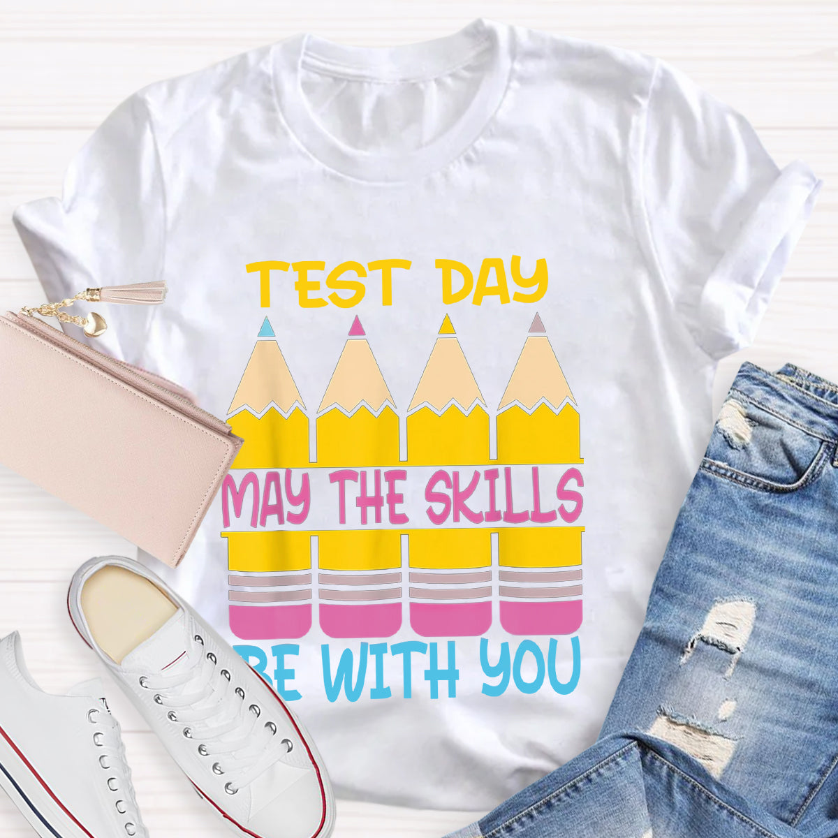 Test Day May The Skills Be With You Teacher T-Shirt