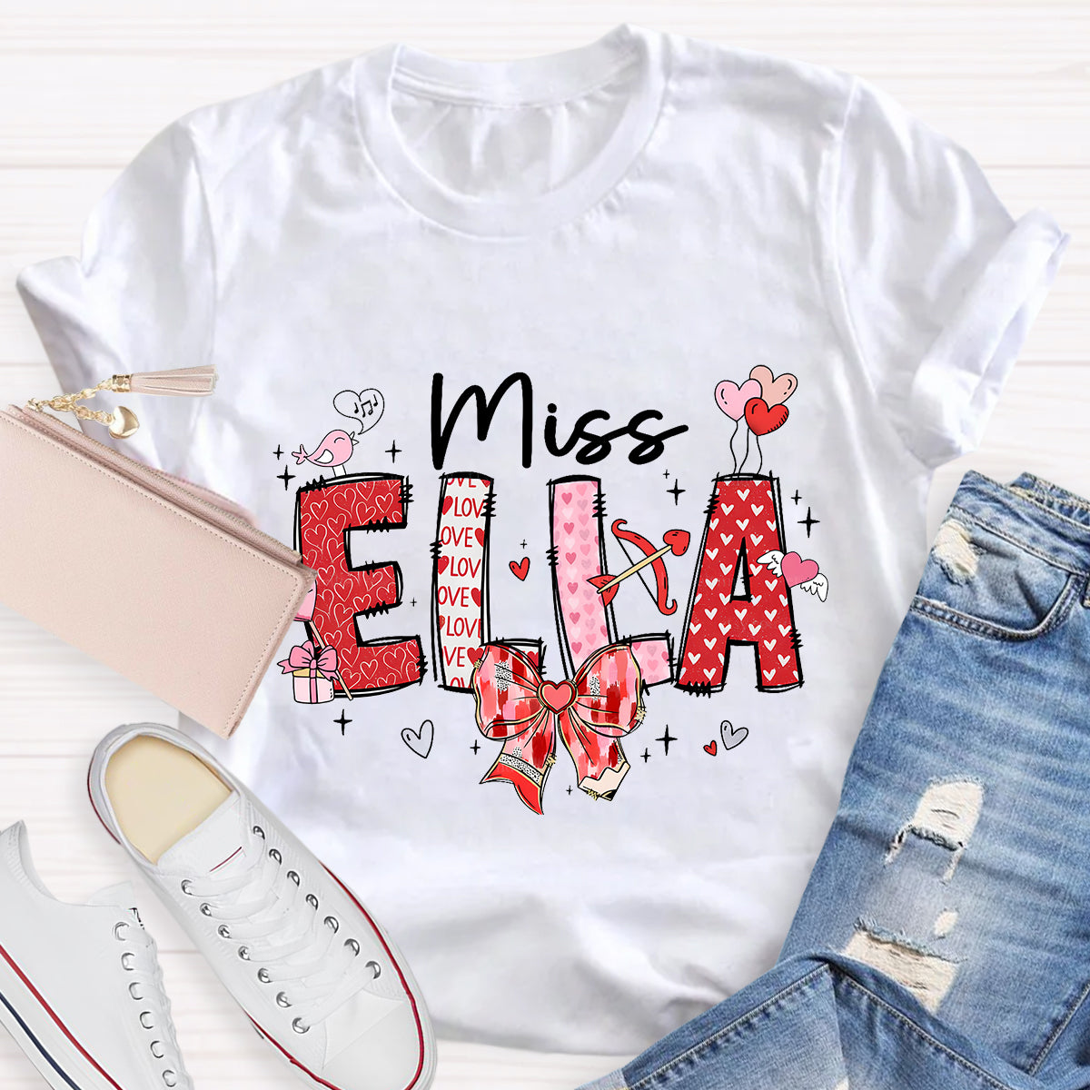 Personalized Name Valentine's Day Miss Ella T-Shirt