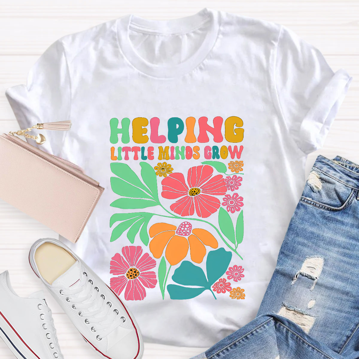 Floral Helping Little Minds Grow T-Shirt