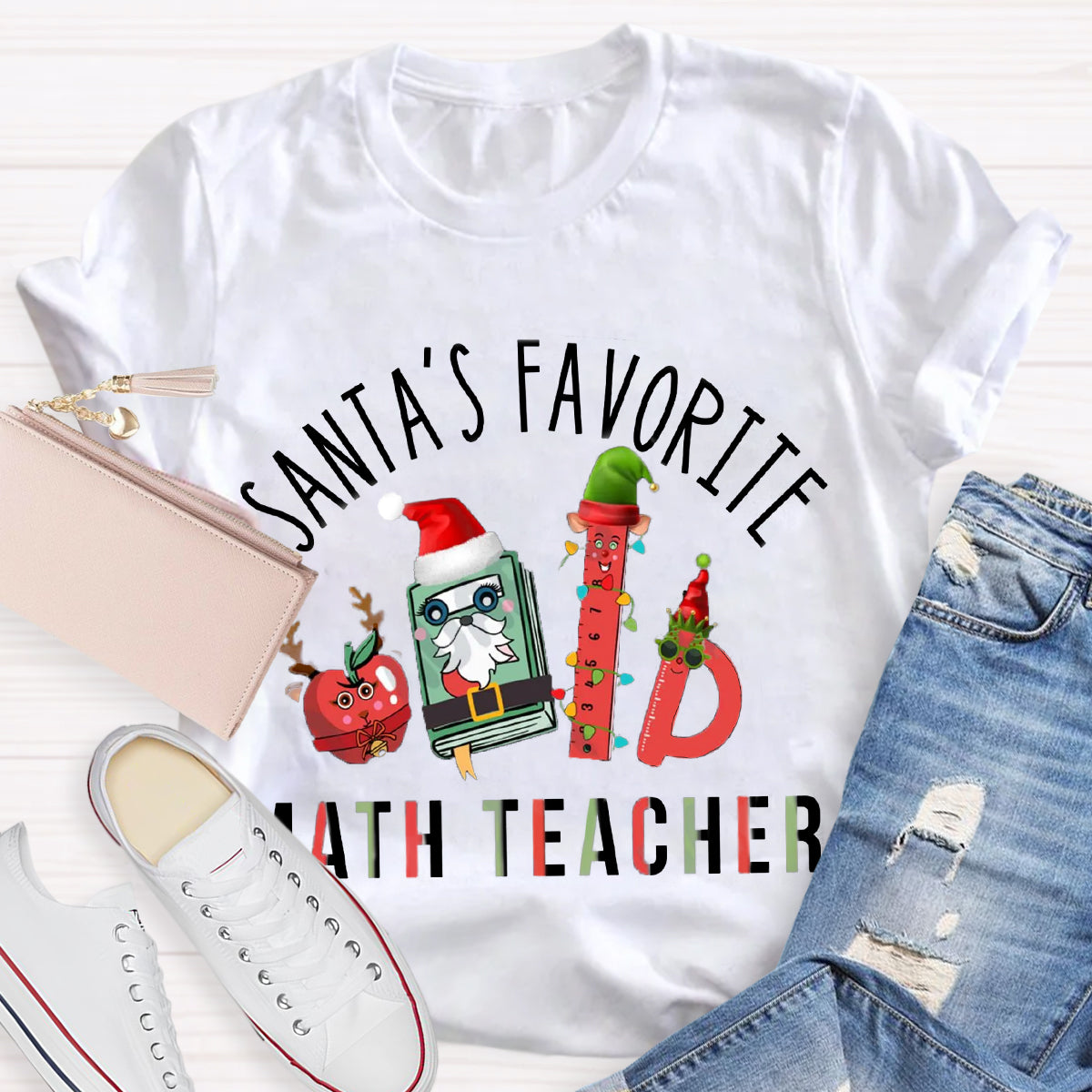 Santa's Favorite Math Teacher Christmas T-Shirt