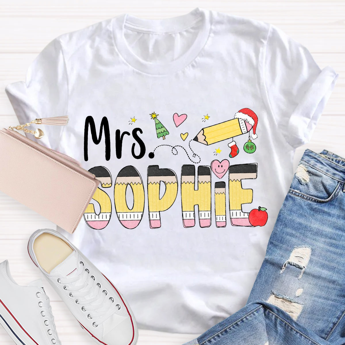 Personalized Christmas Name Sophie Teacher T-Shirt