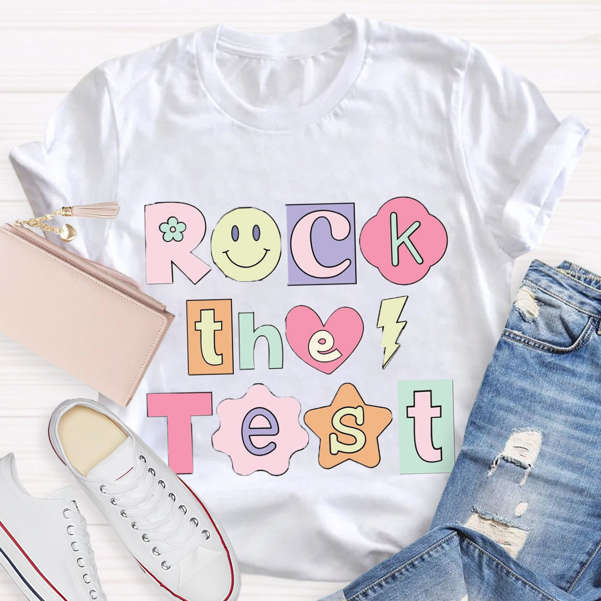 Rock the Test Testing Day Teacher T-Shirt