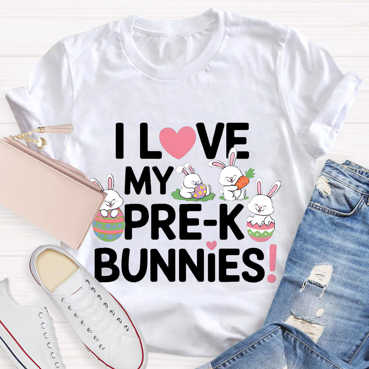 Personalized Grade I love My Bunnies Teacher T-Shirt