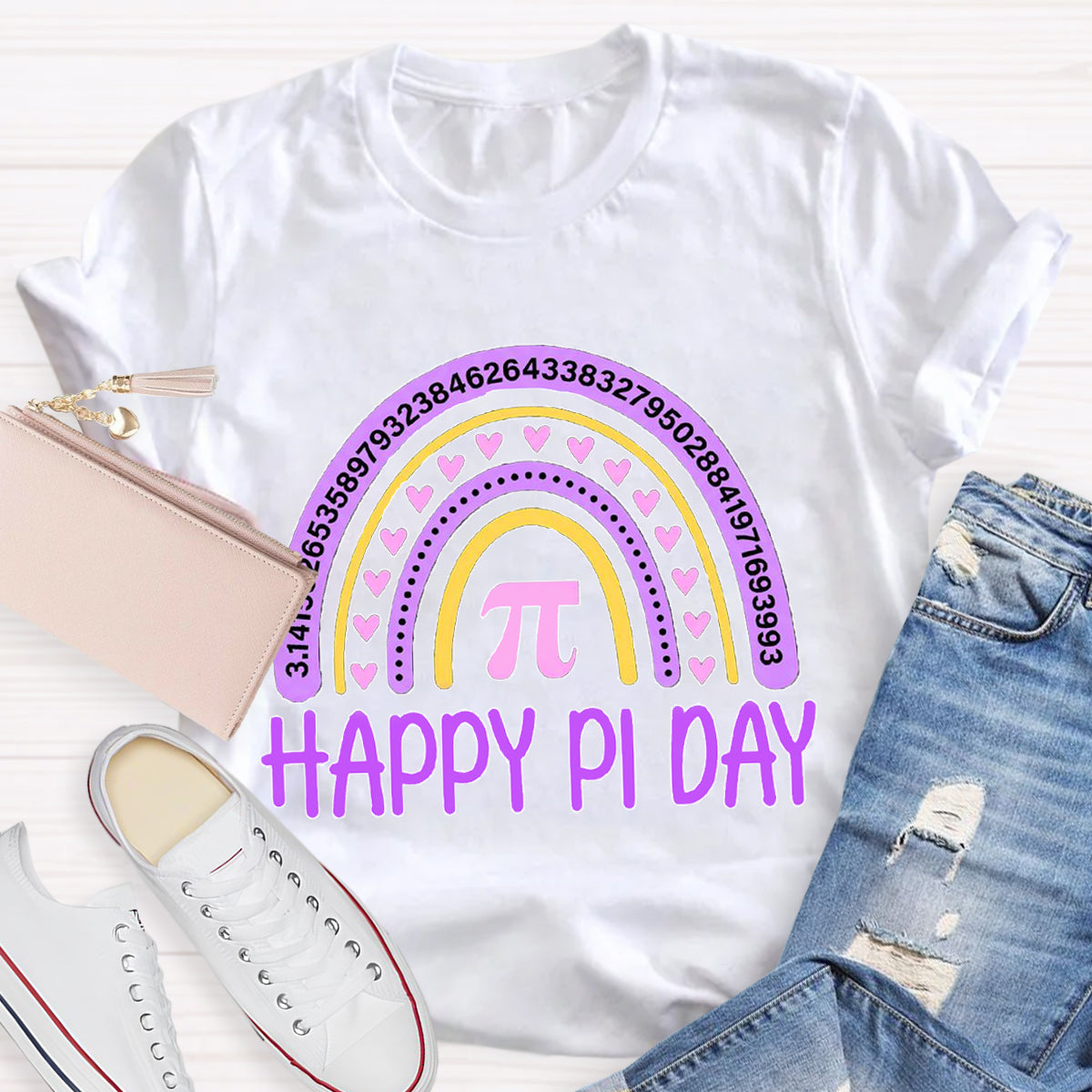 Happy Pi Day Purple Rainbow T-Shirt