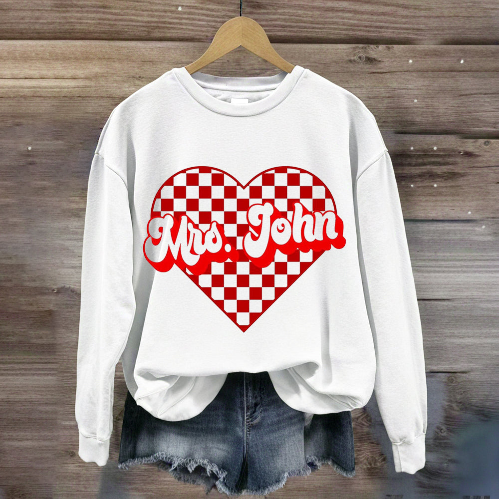 Personalized Name Heart Mrs John Sweatshirt