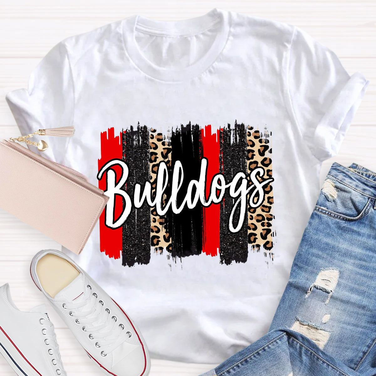Personalized Team Mascot Red Leopard Teacher T-Shirt