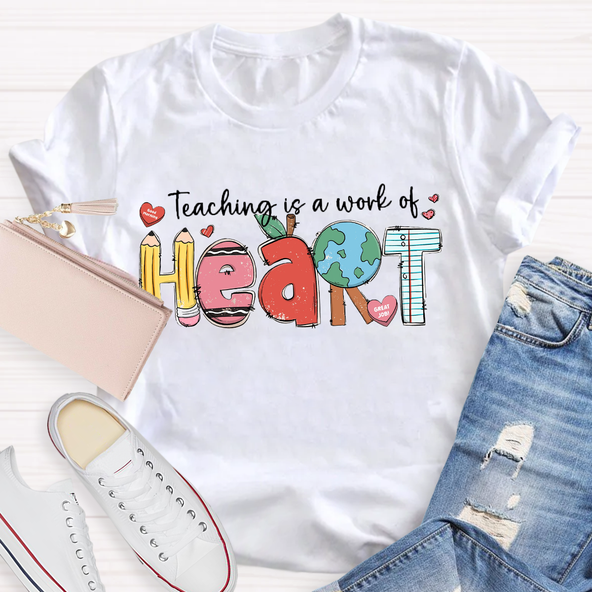 Teaching Is A Work Of Heart Teacher T-Shirt