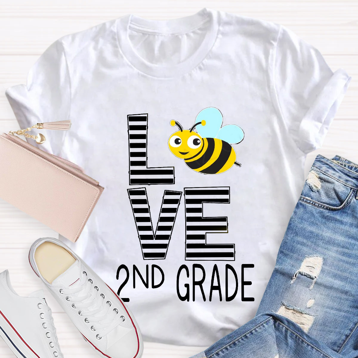 Personalized Grade Bee Love Teacher T-Shirt