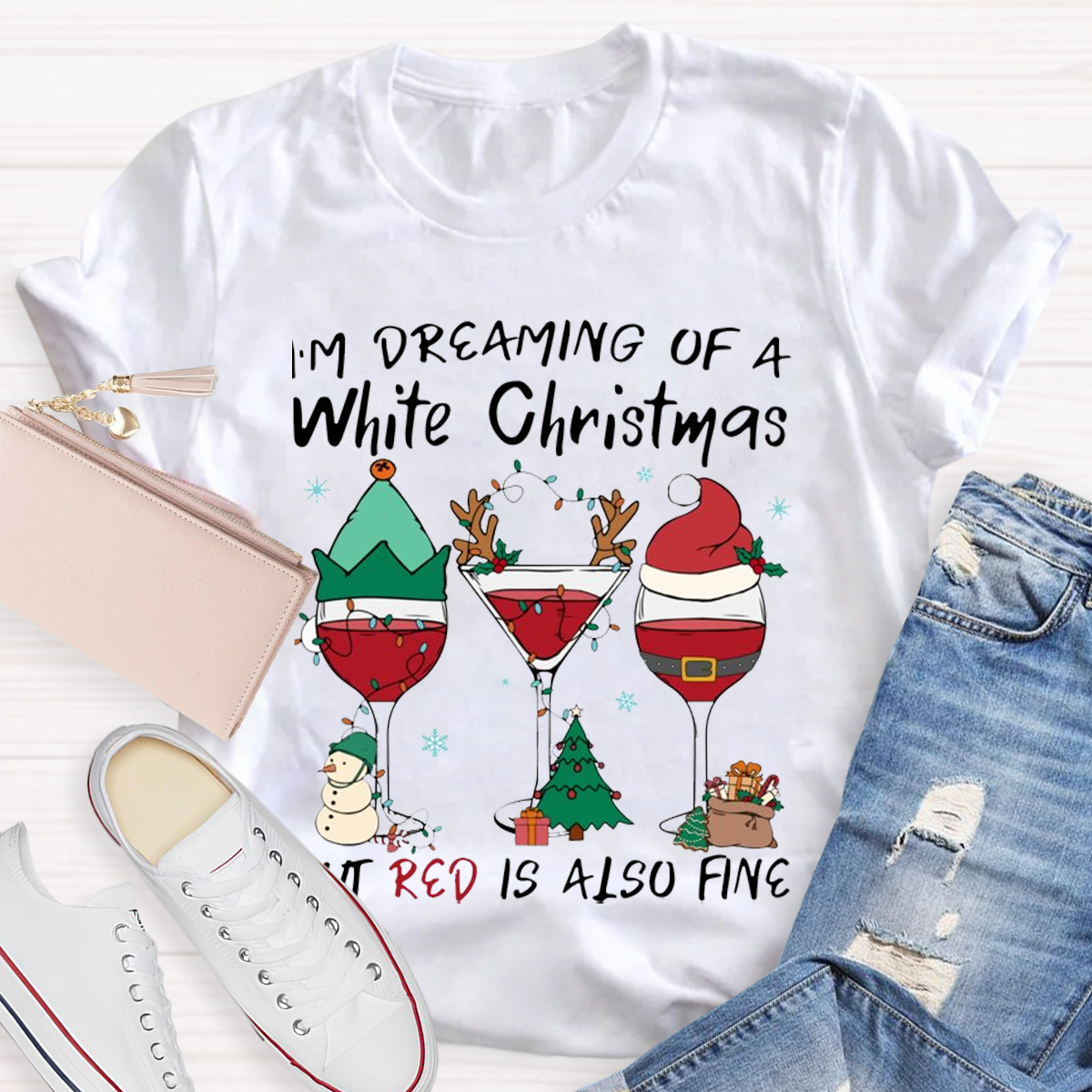 Dear Santa I Just Want Wine Teacher T-Shirt