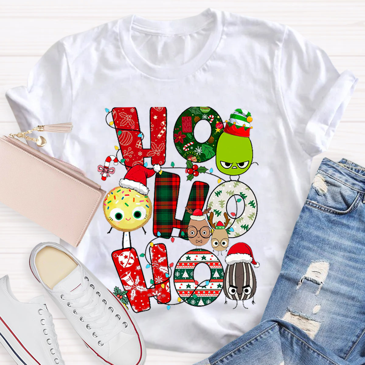 Children's Books Characters Ho Ho Ho Christmas Teacher T-Shirt